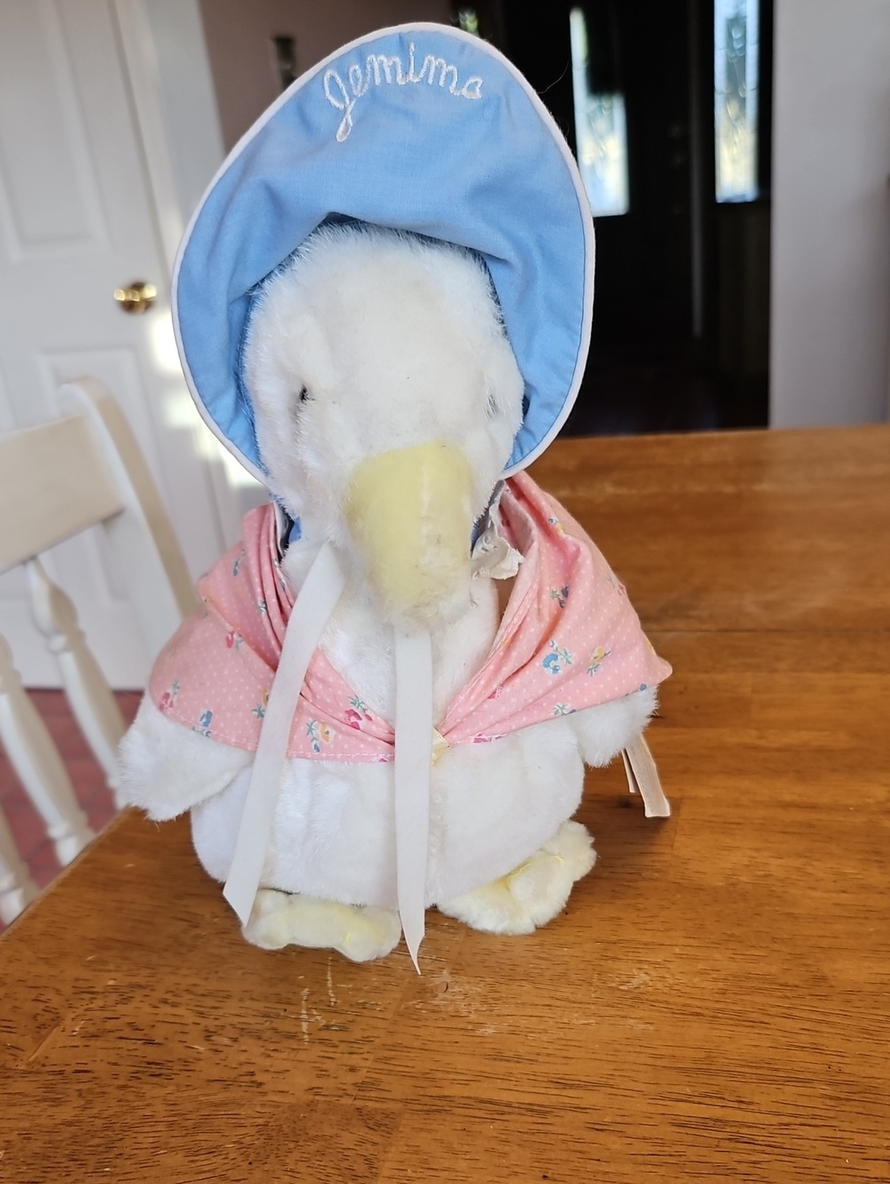 Jemima Plush Duck in Blue Bonnet and Pink Cape - Soft Stuffed Animal